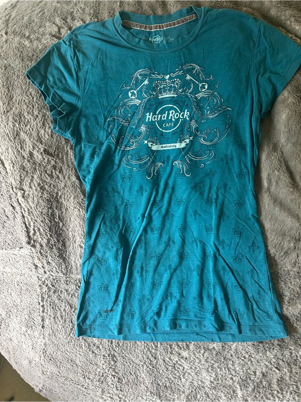 Hard Rock Cafe Teal Graphic Tee with Crest Logo